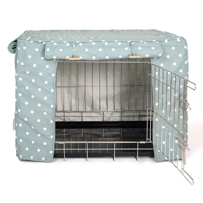Dog Crate Cover in Duck Egg Spot Cotton, view 11
