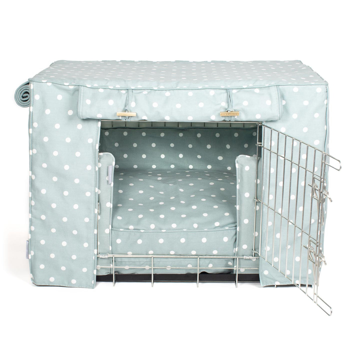 Dog Crate Set in Duck Egg Spot, view 2