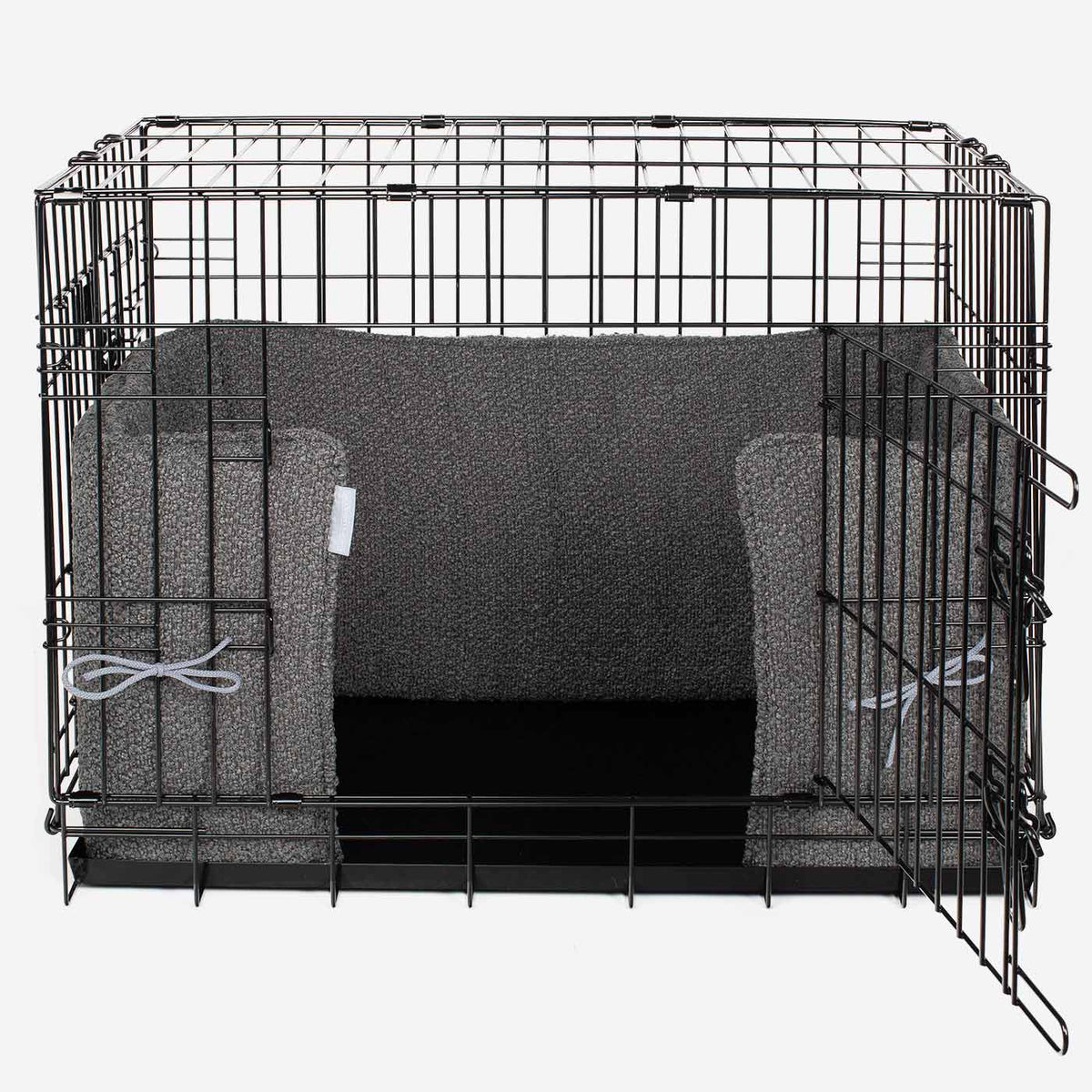 Dog Crate Bumper in Granite Bouclé, view 9
