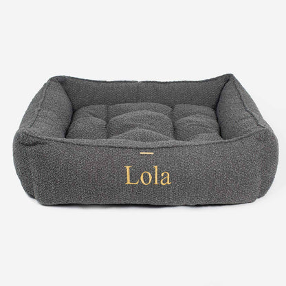 Box Bed With Removable Covers in Granite Bouclé, view 9