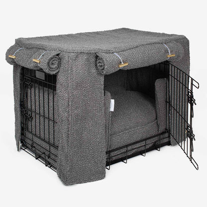 Dog Crate Set In Granite Bouclé