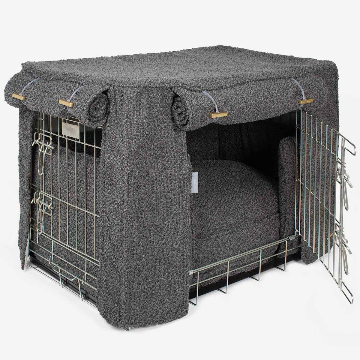 Dog Crate Set In Granite Bouclé, view 15
