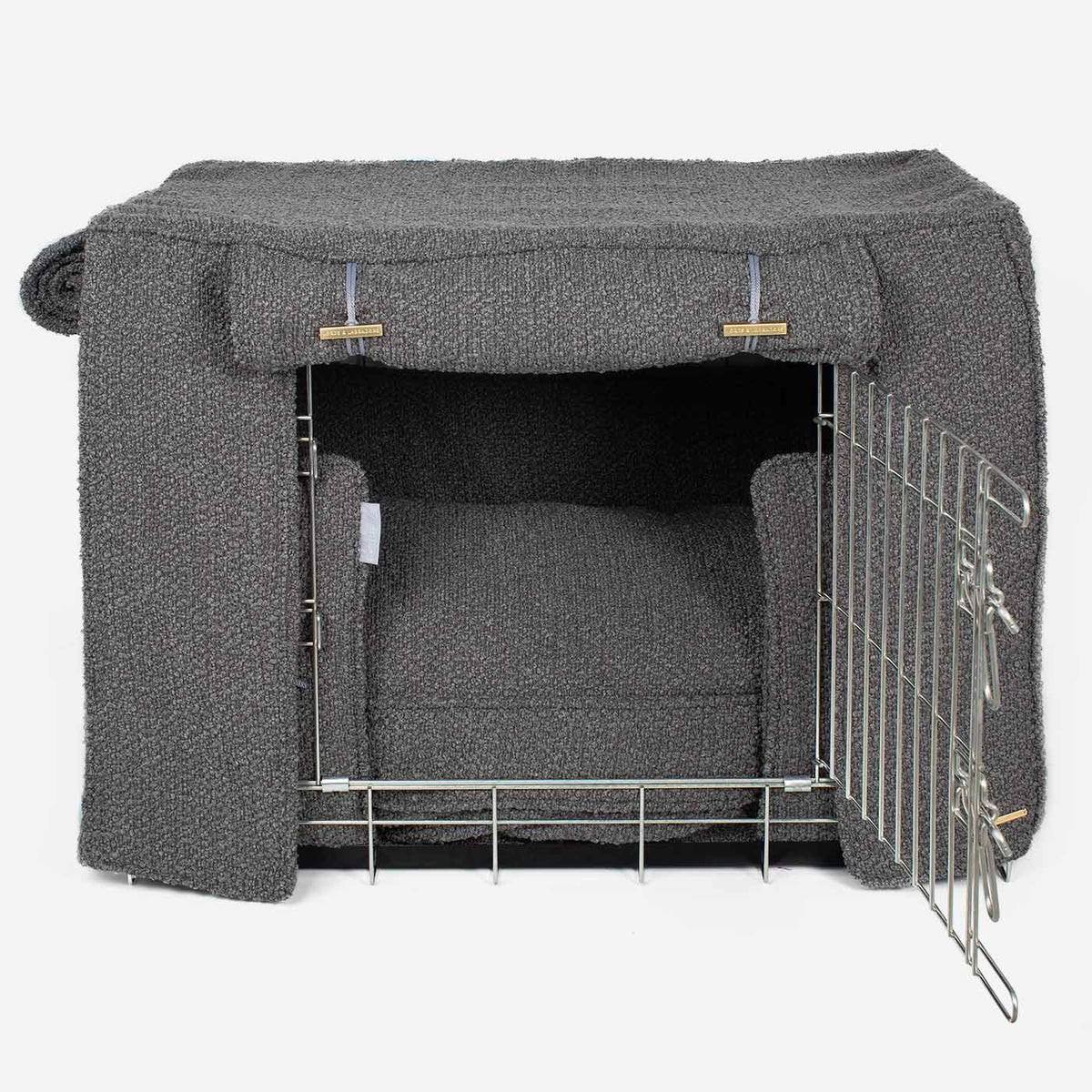 Dog Crate Set In Granite Bouclé, view 2