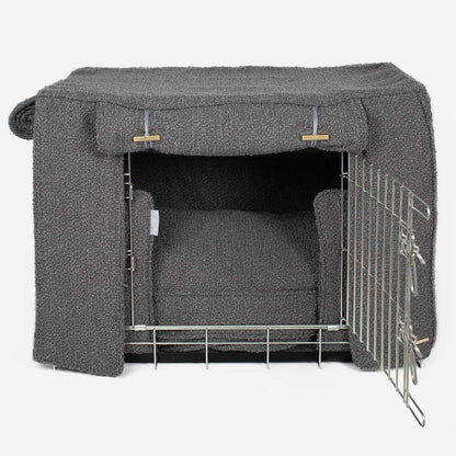 Dog Crate Set In Granite Bouclé, view 2