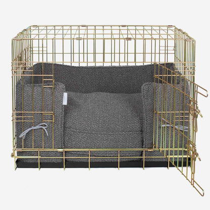 Dog Crate with Cushion & Bumper in Granite Bouclé, view 4