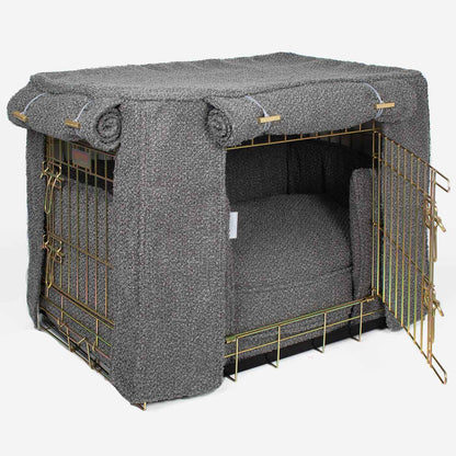 Dog Crate Set In Granite Bouclé, view 6