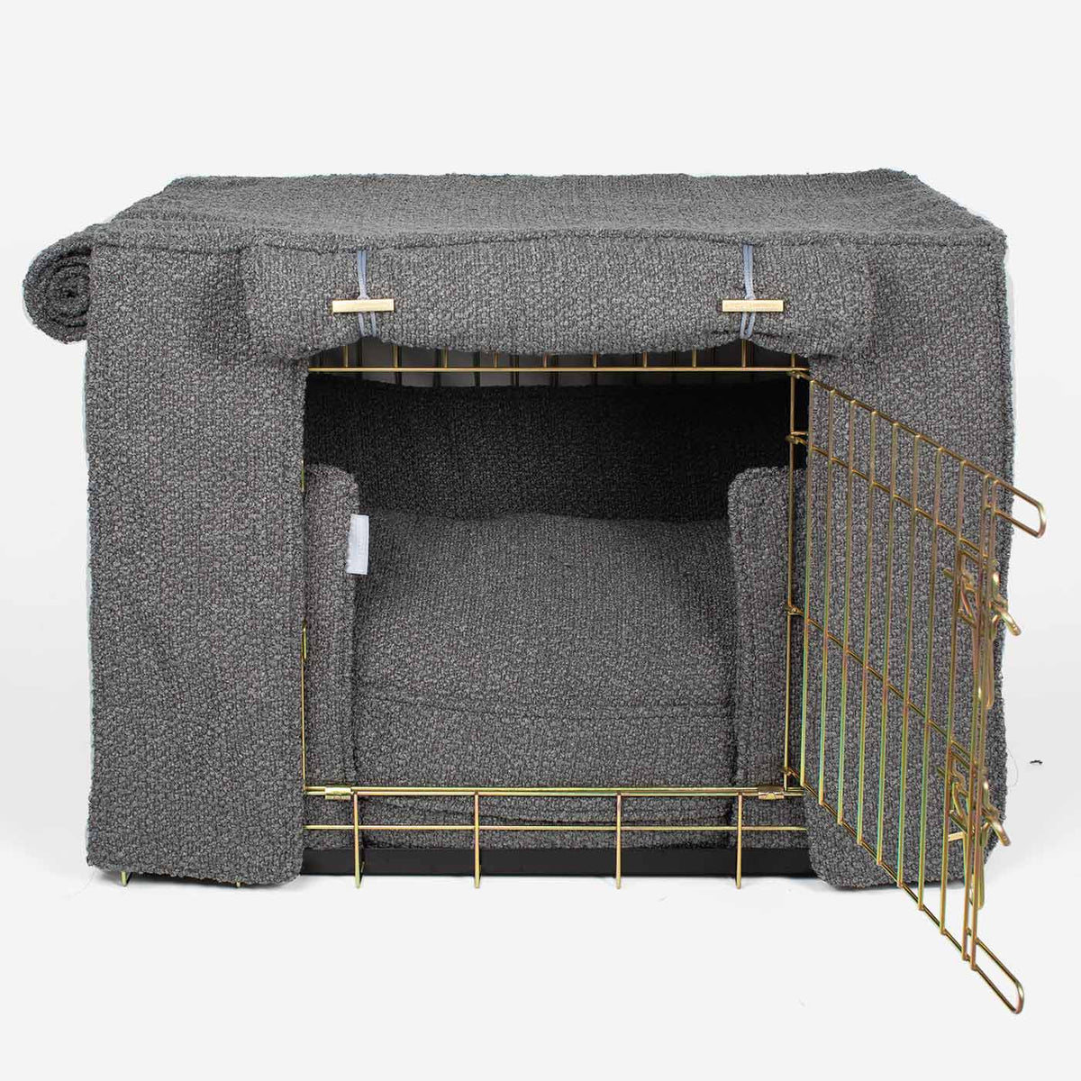 Dog Crate Set In Granite Bouclé, view 5