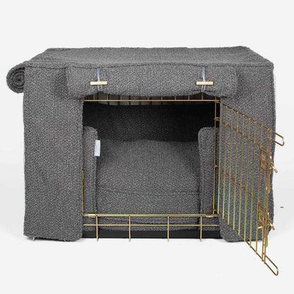 Dog Crate Set In Granite Bouclé, view 5