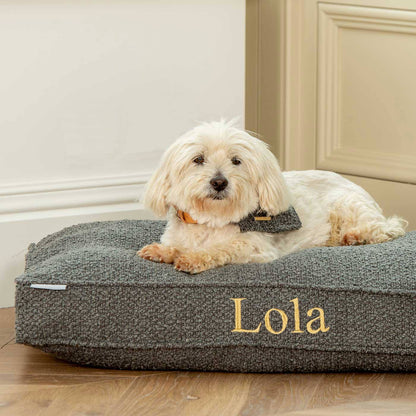 Dog Cushion in Granite Bouclé, view 11