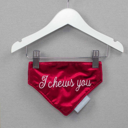 'I Chews You' Bandana in Cranberry Velvet, view 2