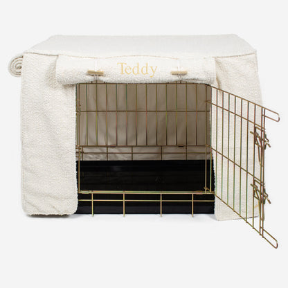 Dog Crate Cover in Ivory Bouclé, view 9