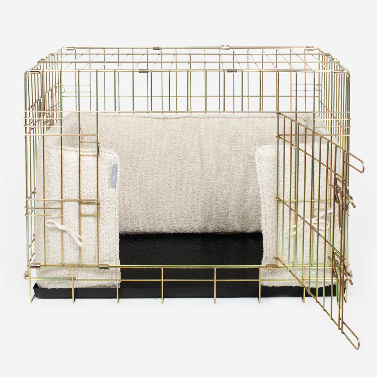 Dog Crate Bumper in Ivory Bouclé, view 10