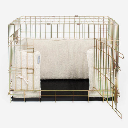 Dog Crate Bumper in Ivory Bouclé, view 10
