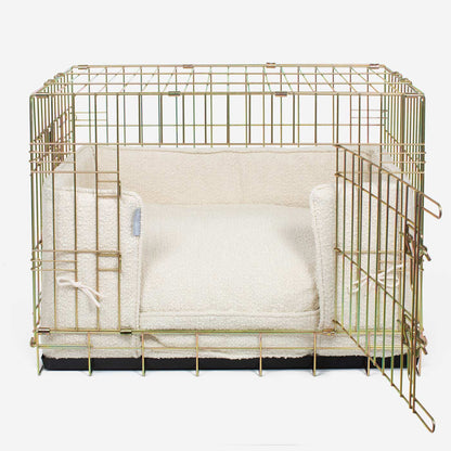 Dog Crate with Cushion & Bumper in Ivory Bouclé, view 5