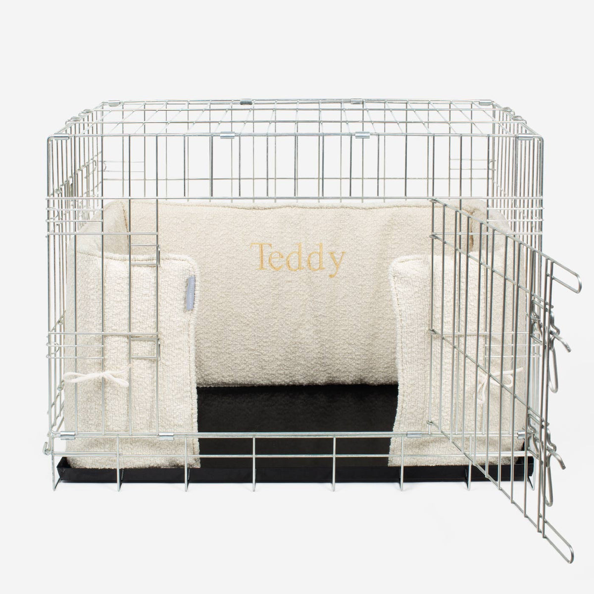 Dog Crate Bumper in Ivory Bouclé, view 9