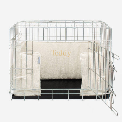 Dog Crate Bumper in Ivory Bouclé, view 9
