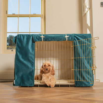 Dog Crate Cover In Marine Velvet