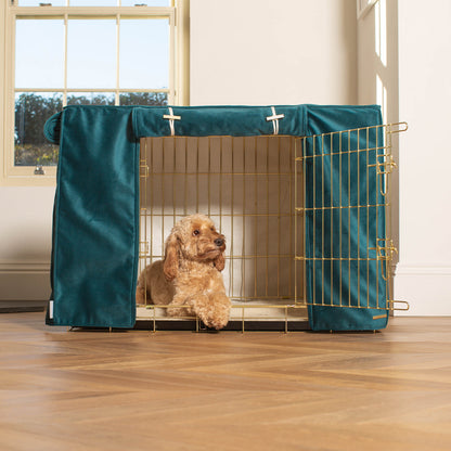 Dog Crate with Crate Cover in Marine Velvet, view 3