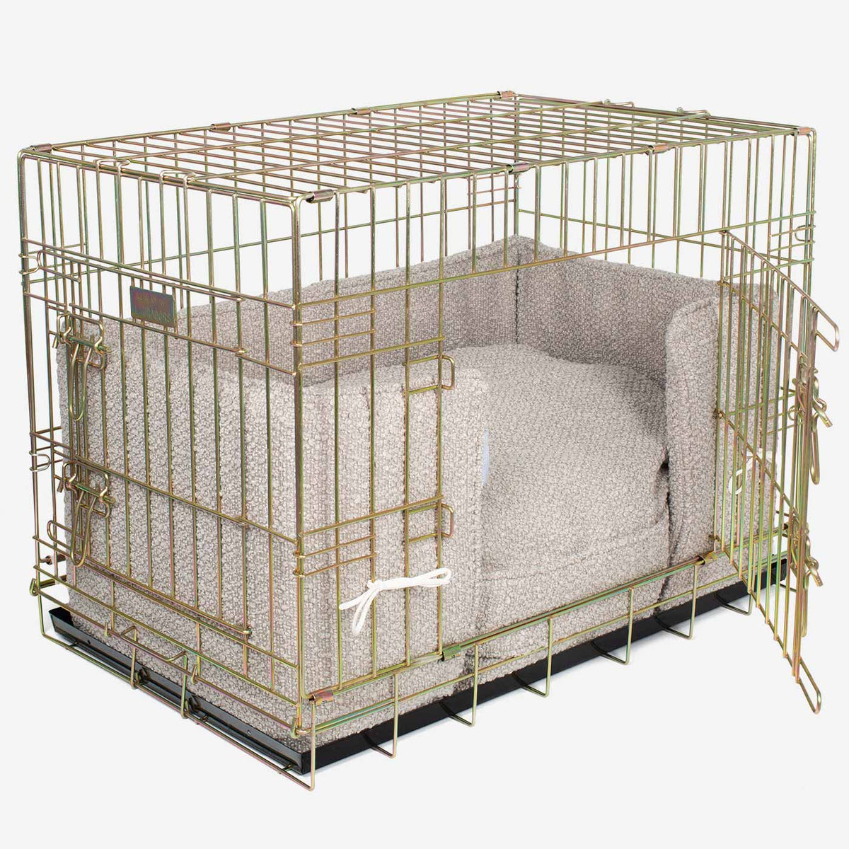 Dog Crate with Cushion & Bumper in Mink Bouclé, view 5