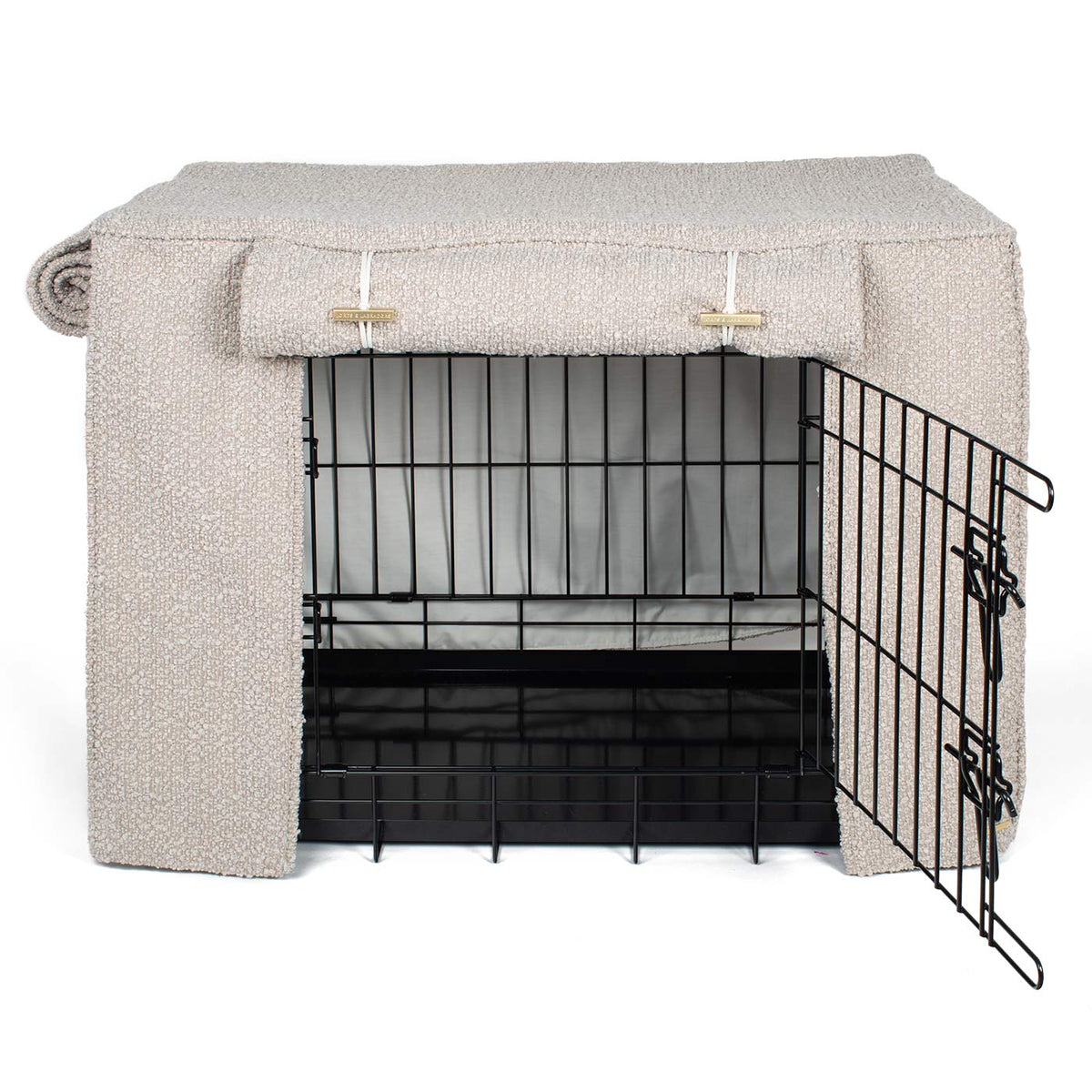 Dog Crate Cover in Mink Bouclé, view 14