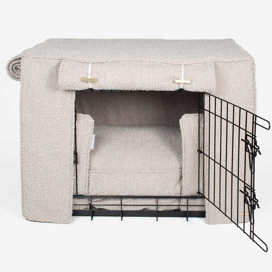 Dog Crate Set In Mink Bouclé
