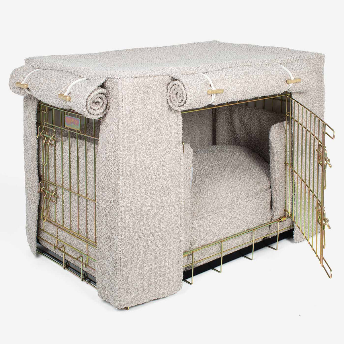 [TEST] Dog Crate Set In Mink Bouclé, view 6