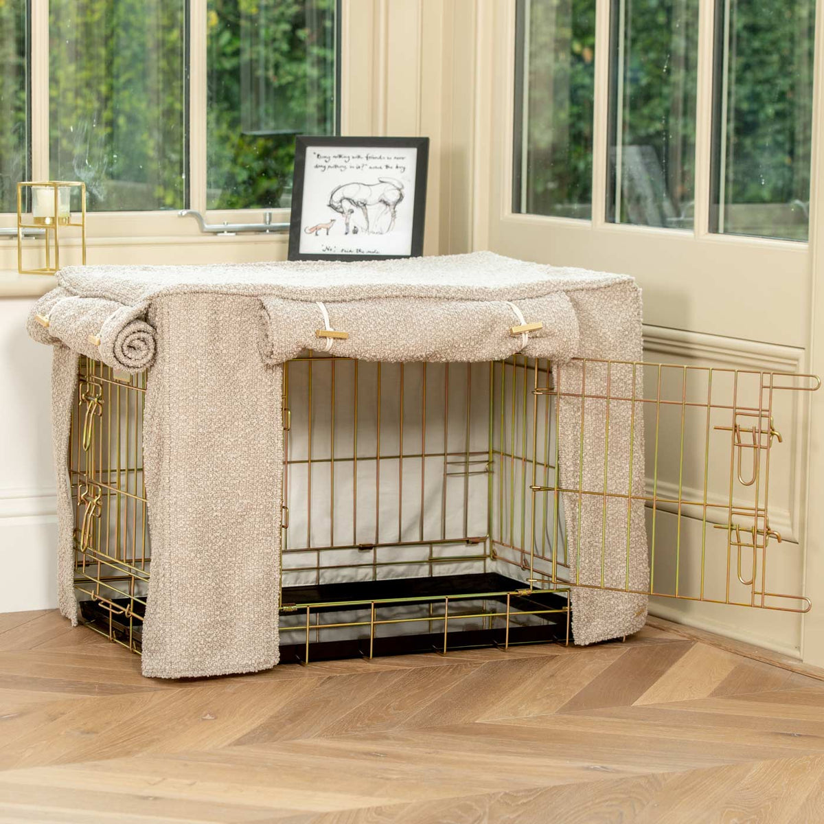 Dog Crate Cover in Mink Bouclé, view 10