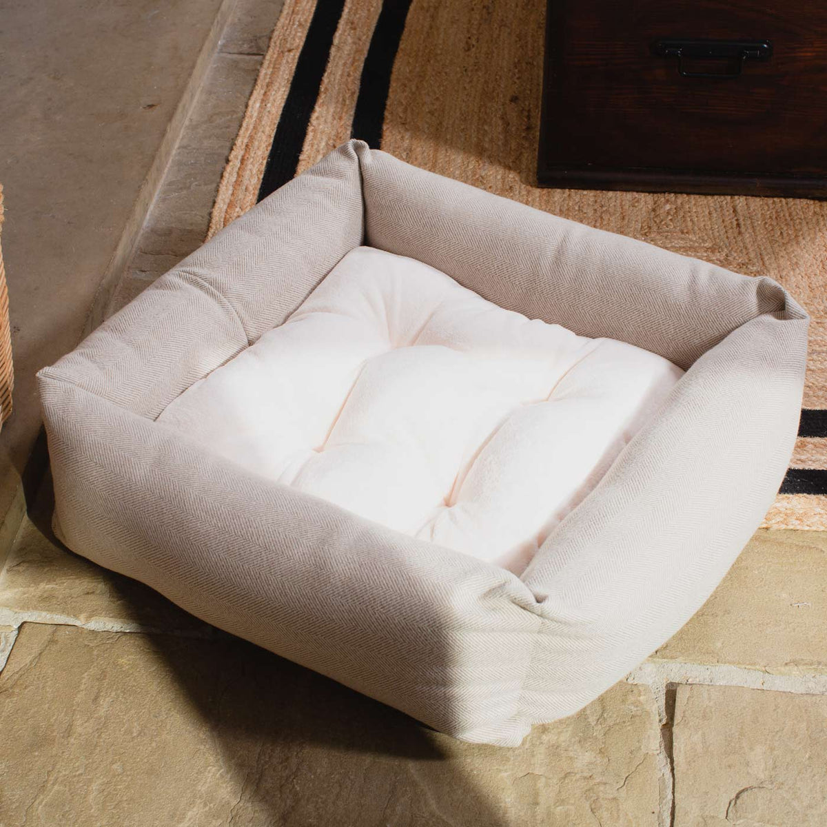 Box Bed With Removable Covers in Herringbone Tweed, view 4