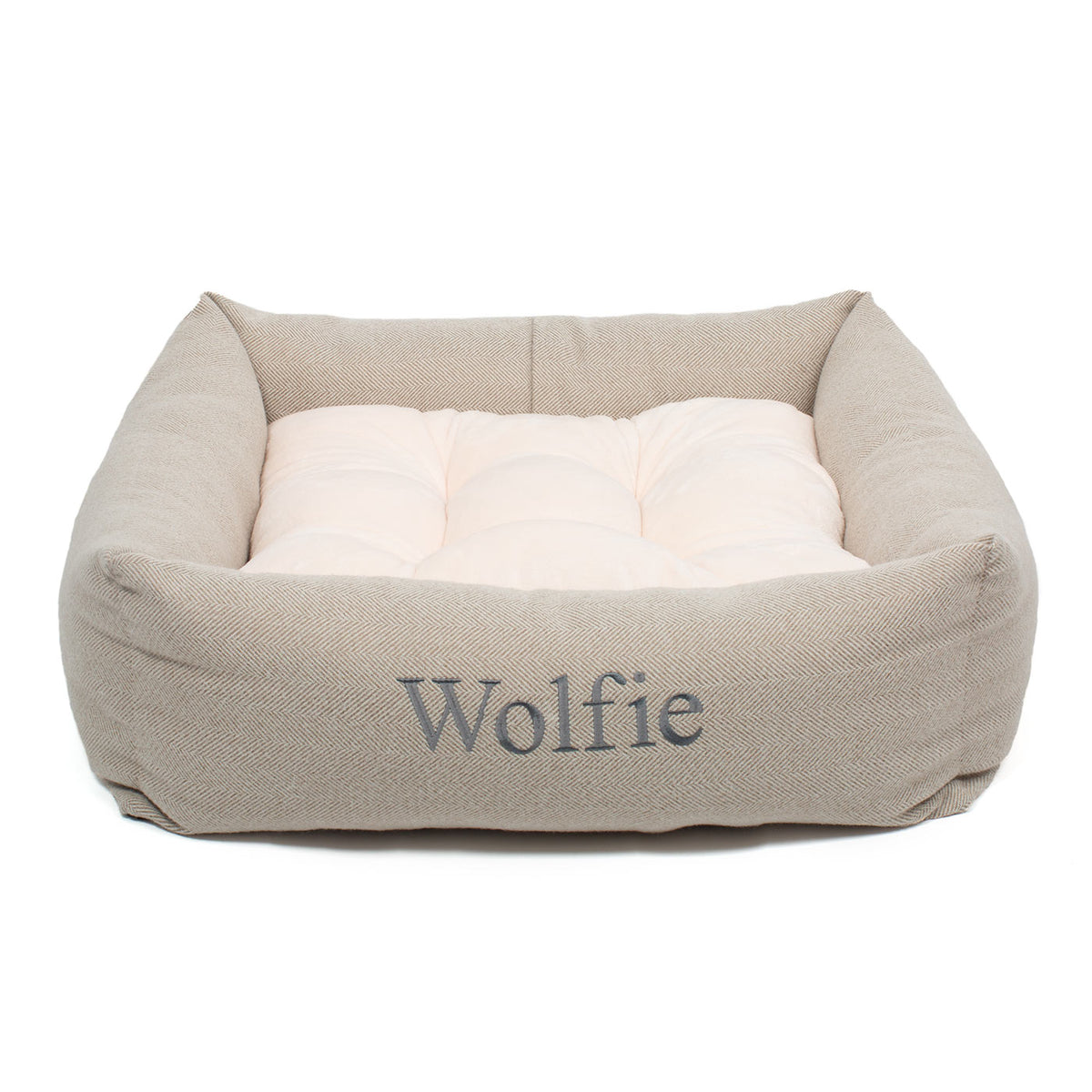 Box Bed With Removable Covers in Herringbone Tweed, view 5