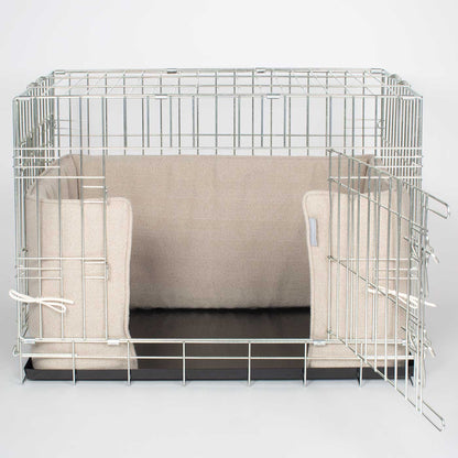 Dog Crate Bumper in Natural Herringbone Tweed, view 8