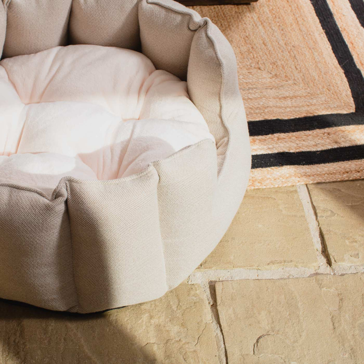 High Wall Bed For Cats With Removable Covers in Herringbone Tweed, view 3