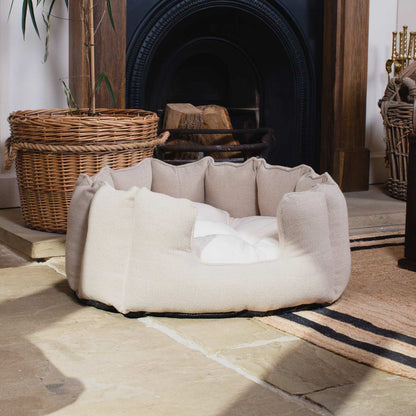 High Wall Bed For Cats With Removable Covers in Herringbone Tweed