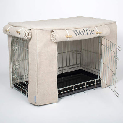 Dog Crate Cover in Natural Herringbone Tweed, view 15