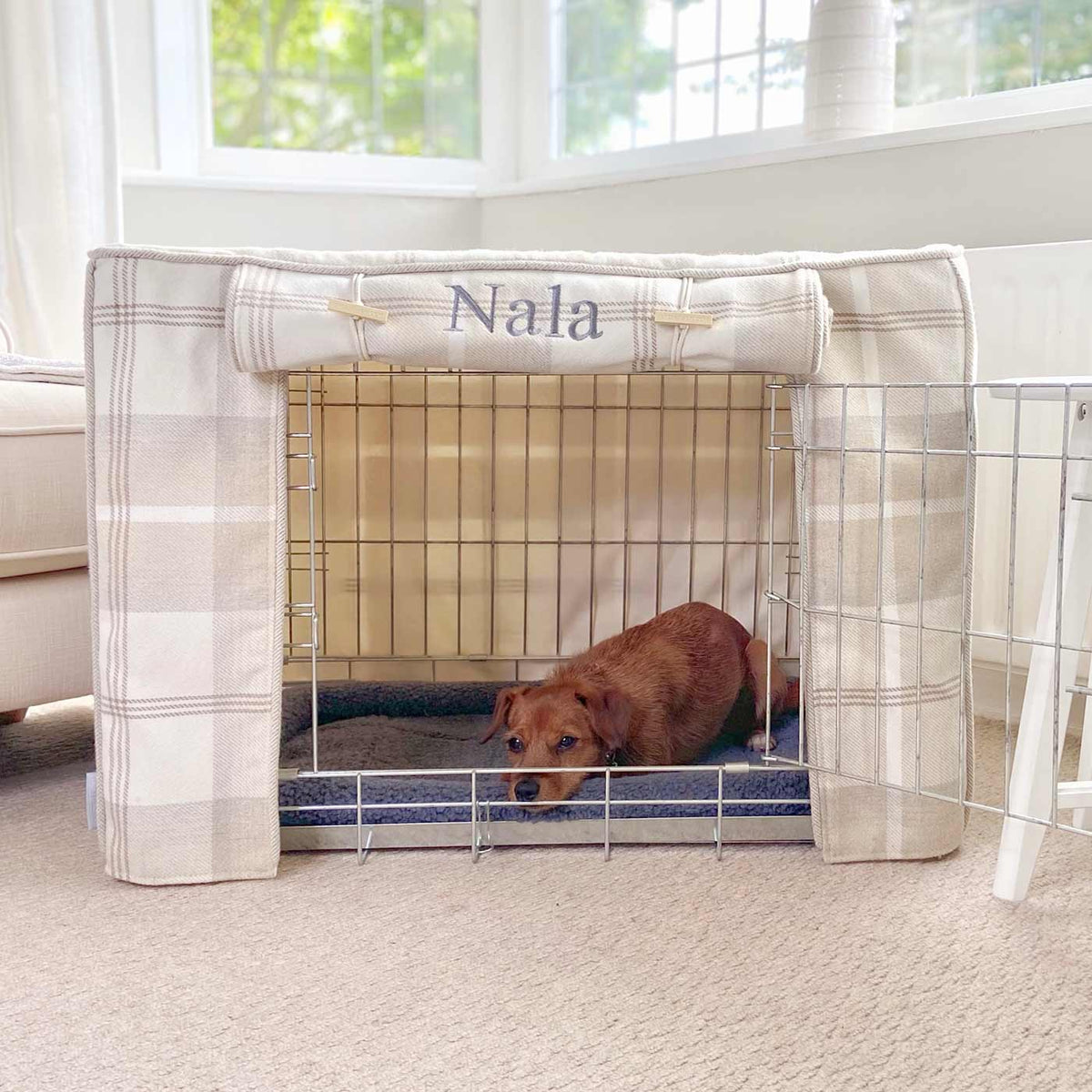 Dog Crate Cover in Balmoral Natural Tweed, view 10