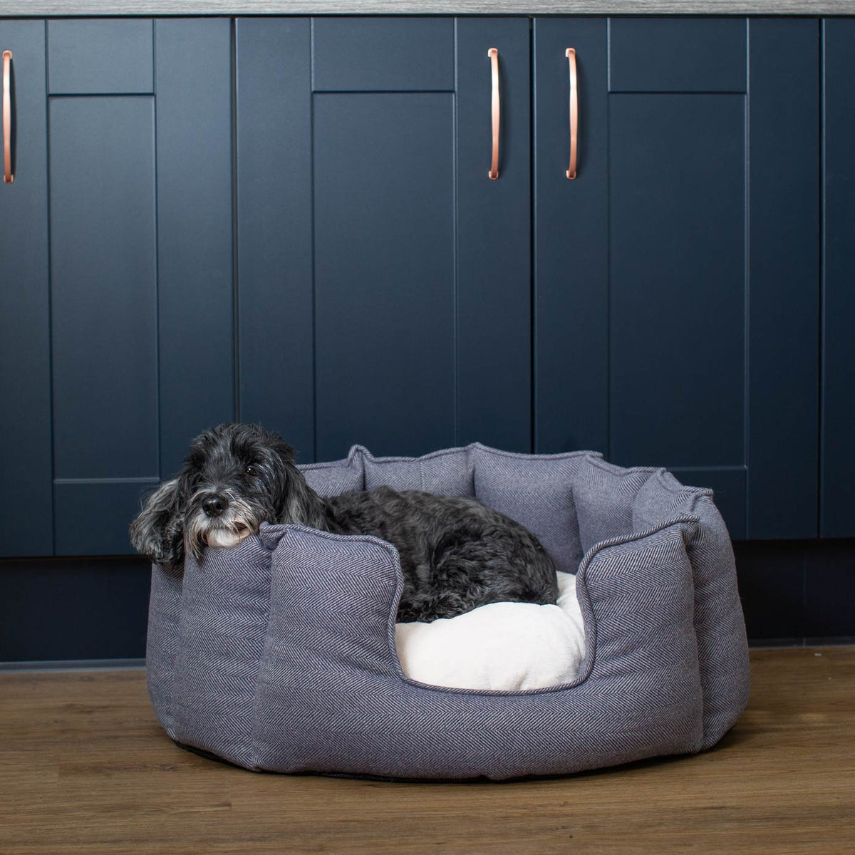High Wall Bed With Removable Covers in Oxford Herringbone Tweed
