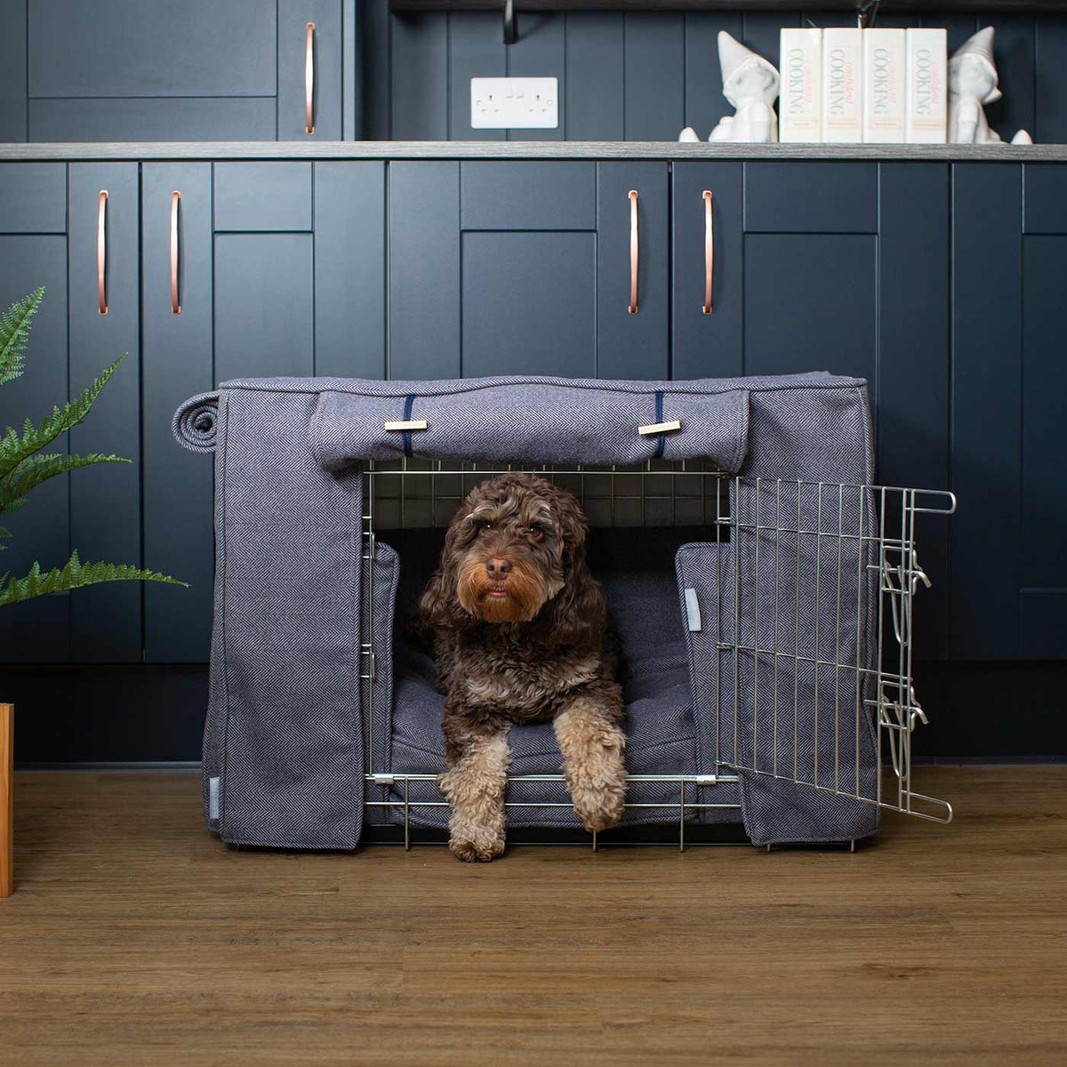 Dog Crate Set In Oxford Herringbone Tweed, view 7