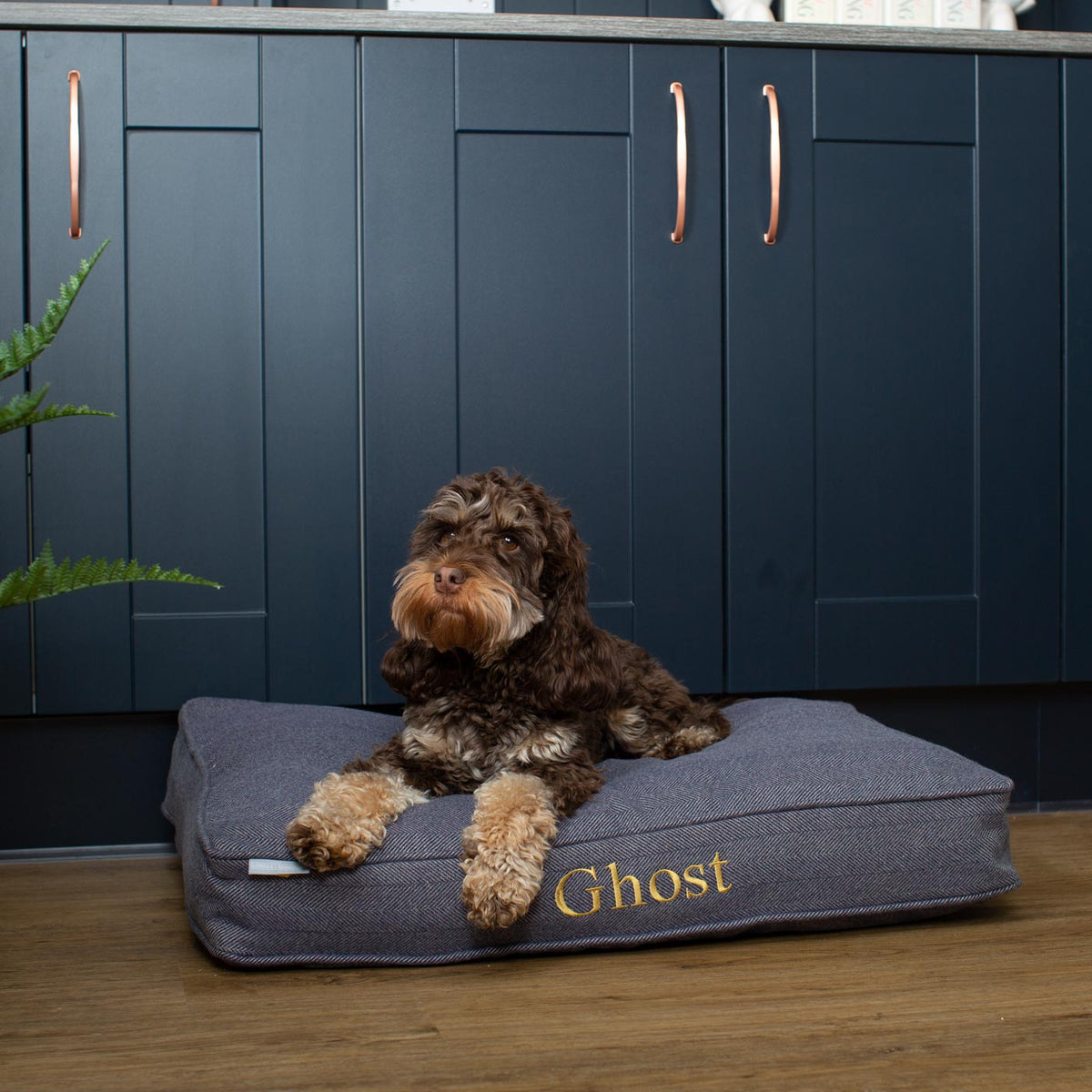 Dog Cushion in Oxford Herringbone Tweed, view 8
