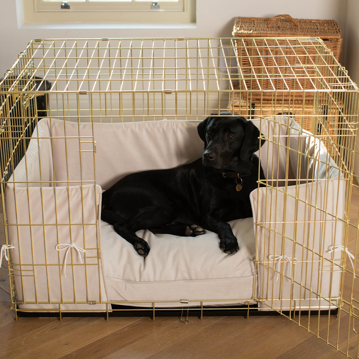 Dog Crate Bumper in Oyster Velvet