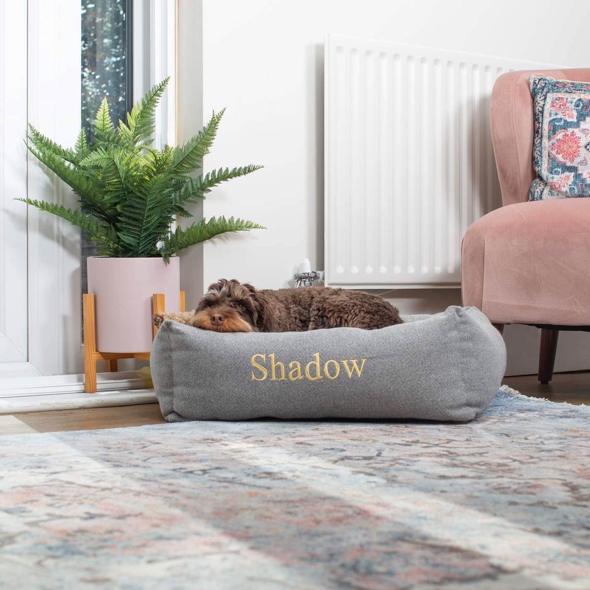Box Bed With Removable Covers in Herringbone Tweed, view 9