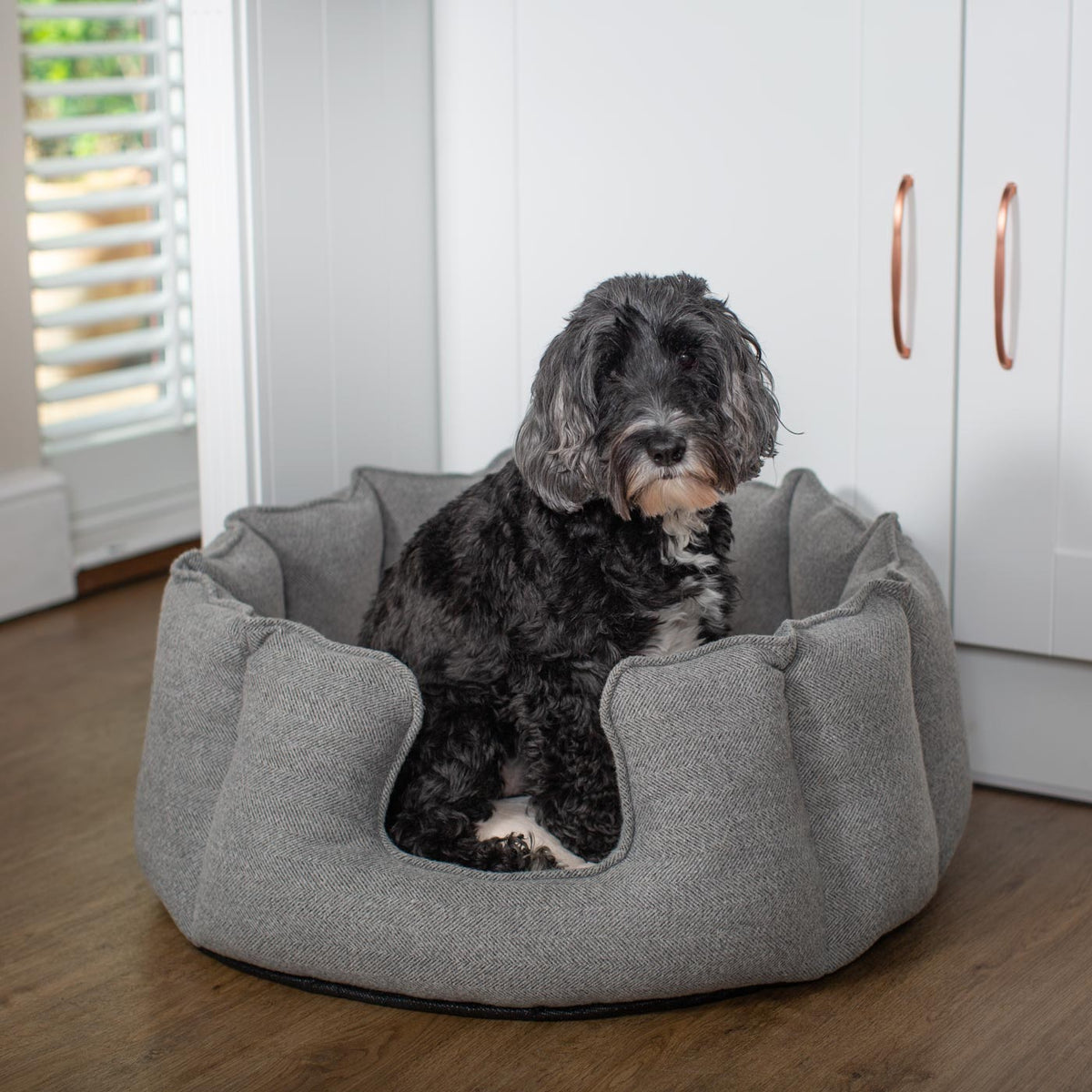 High Wall Bed With Removable Covers in Pewter Herringbone Tweed, view 4