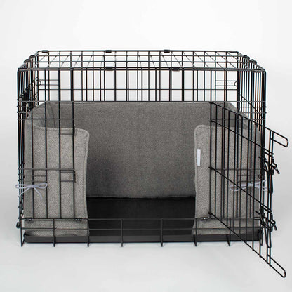 Dog Crate Bumper in Pewter Herringbone Tweed, view 6