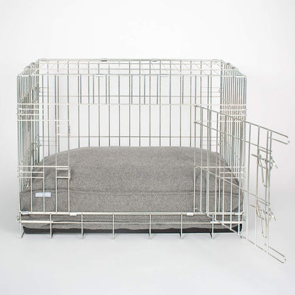 Dog Cushion in Pewter Herringbone Tweed, view 7