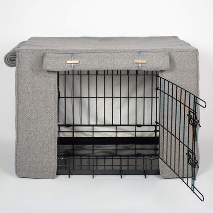 Dog Crate Cover in Pewter Herringbone Tweed, view 2
