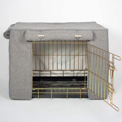 Dog Crate Cover in Pewter Herringbone Tweed, view 9