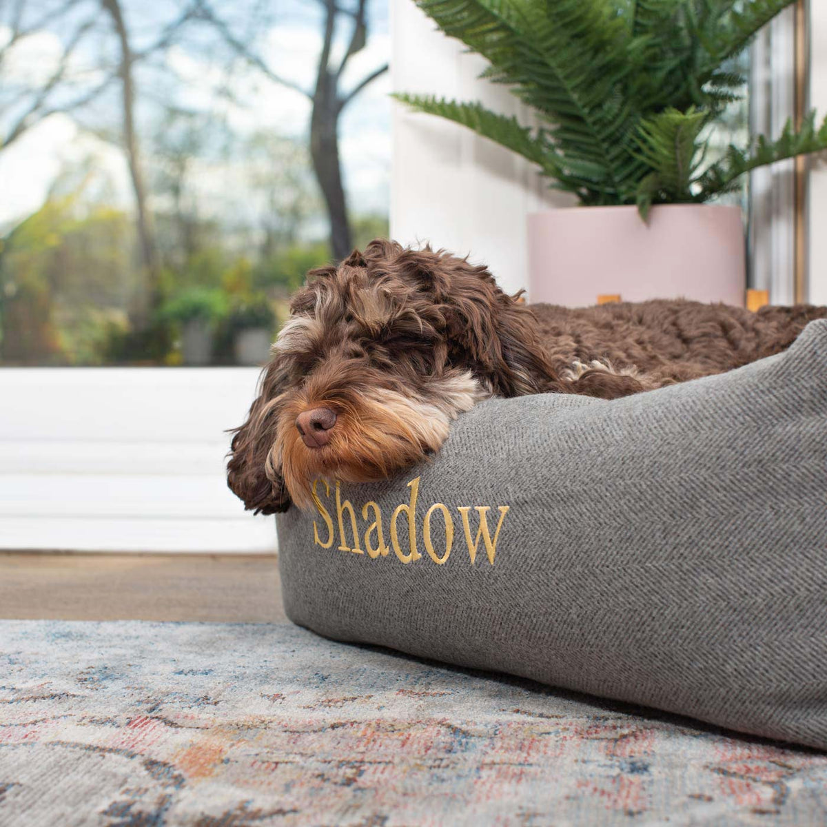 Box Bed With Removable Covers in Herringbone Tweed, view 10