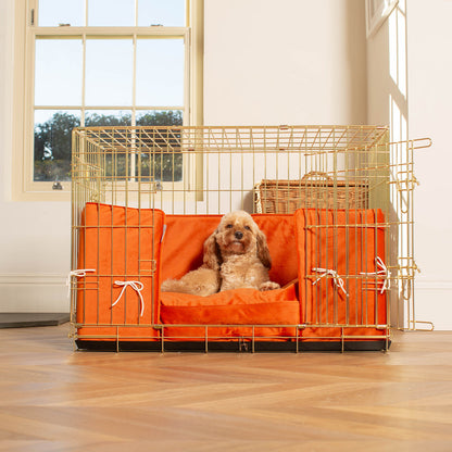 Dog Crate with Cushion & Bumper in Pumpkin Velvet, view 3