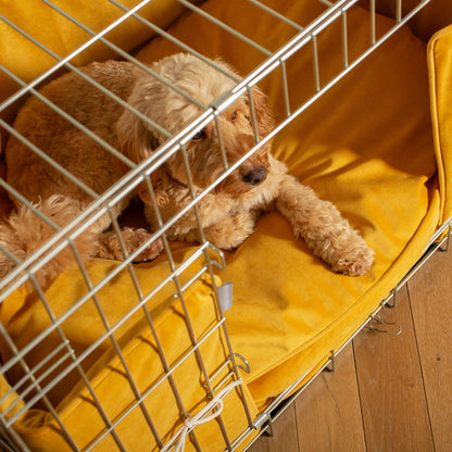 Dog Crate Bumper in Saffron Velvet, view 3