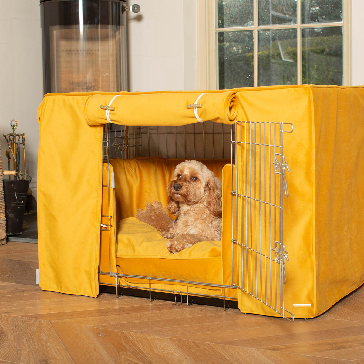Dog Crate Set In Saffron Velvet, view 5
