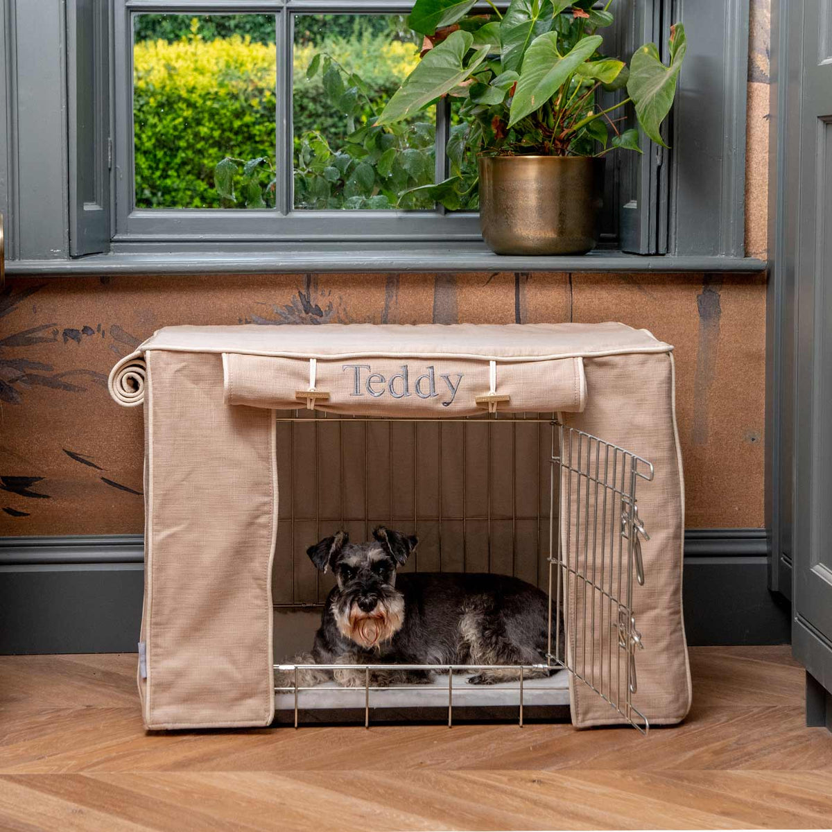 Dog Crate Cover In Savanna Oatmeal, view 13