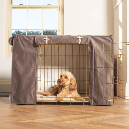 Dog Crate with Crate Cover in Silt Velvet, view 2